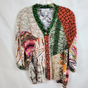Sacred Threads Small/Medium Boho Shirt Top Art-to-Wear Lagenlook Oversize Boxy